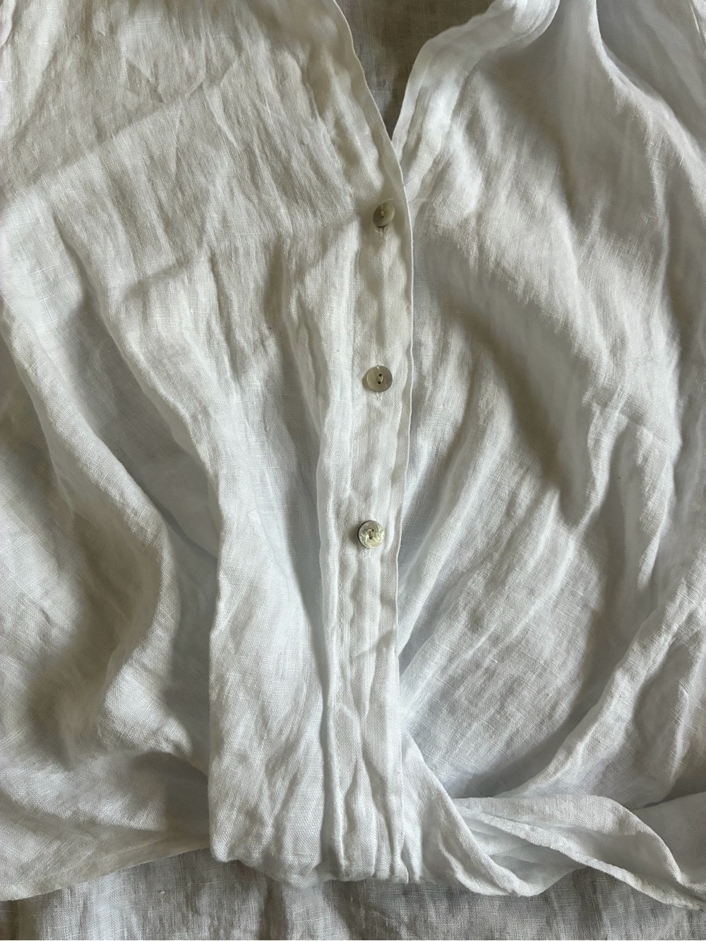Milio Milano Linen Button Shirt Italy White Cottage Coastal M - Picture 6 of 10